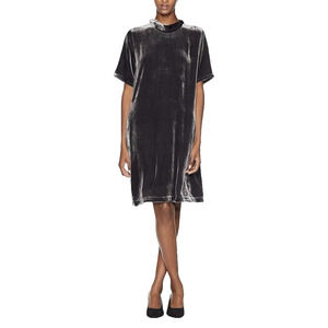 EILEEN FISHER Dress Velvet Silk Pockets Cocktail Party Holiday Festive Small